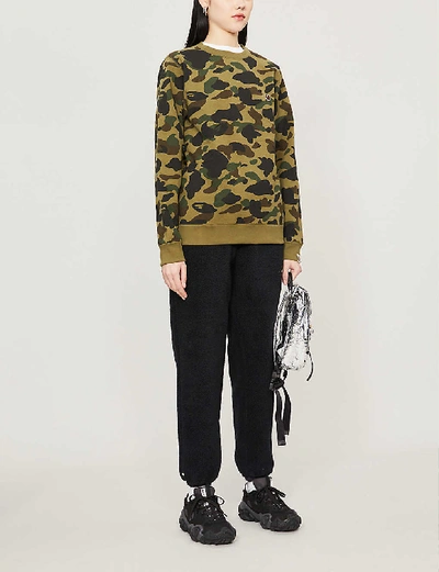 Shop Bape Camouflage-patterned Cotton-jersey Jumper In Green
