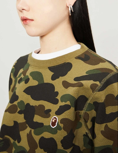 Shop Bape Camouflage-patterned Cotton-jersey Jumper In Green