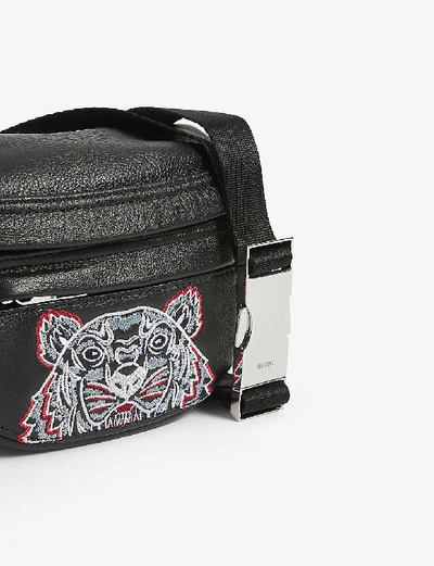 Shop Kenzo Tiger Motif Leather Belt Bag In Black