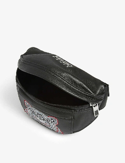 Shop Kenzo Tiger Motif Leather Belt Bag In Black