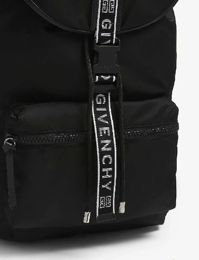 Shop Givenchy Logo Tape Nylon Backpack In Black+white
