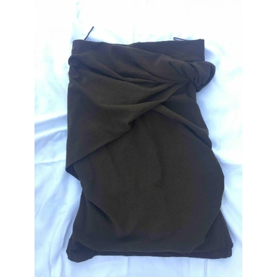 Pre-owned Carven Wool Mid-length Skirt In Khaki