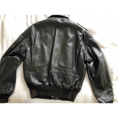 Pre-owned Schott Leather Biker Jacket In Brown