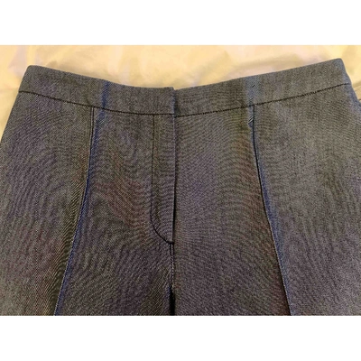 Pre-owned Valentino Silk Straight Pants In Blue