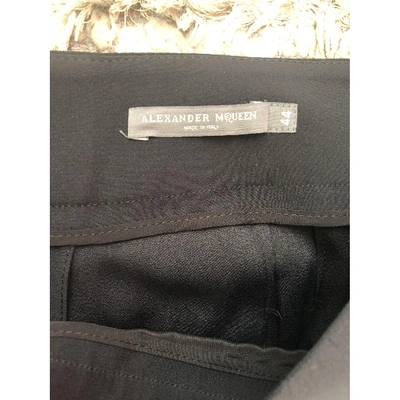 Pre-owned Alexander Mcqueen Silk Trousers In Navy