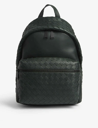 Shop Bottega Veneta Intrecciato Leather Backpack In Pine Green