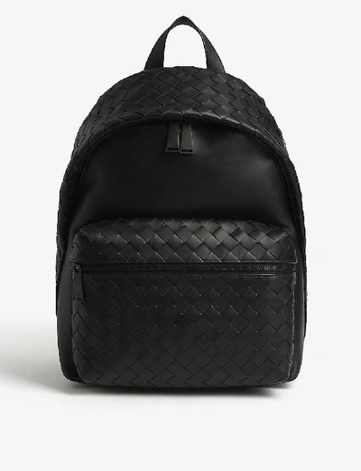 Shop Bottega Veneta Intrecciato Leather Backpack In Nero