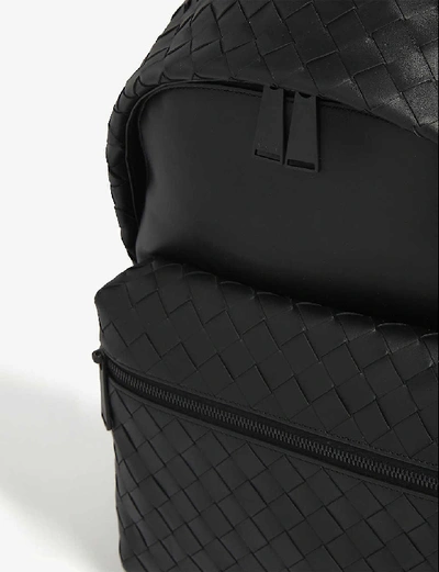 Shop Bottega Veneta Intrecciato Leather Backpack In Nero