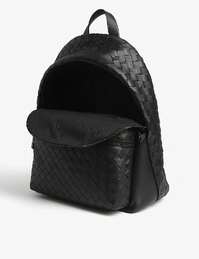 Shop Bottega Veneta Intrecciato Leather Backpack In Nero