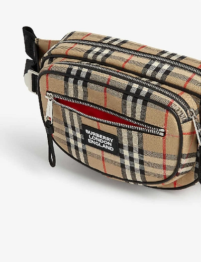 Shop Burberry Vintage Check Belt Bag In Archive Beige