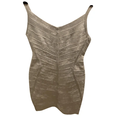 Pre-owned Herve Leger Silver Cotton - Elasthane Dress