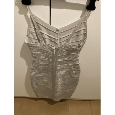 Pre-owned Herve Leger Silver Cotton - Elasthane Dress