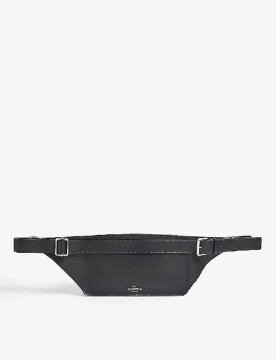Shop Valentino Vltn-print Leather Belt Bag In Black