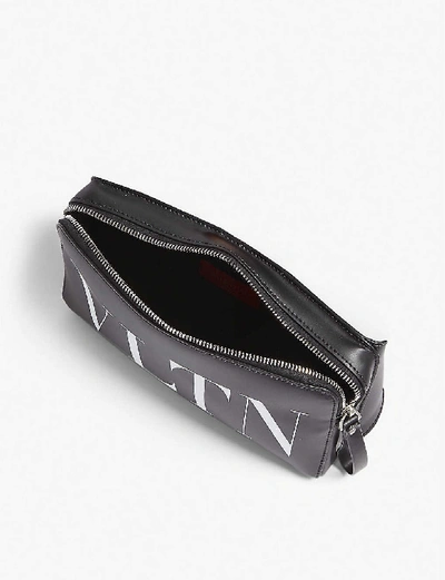 Shop Valentino Vltn-print Leather Belt Bag In Black