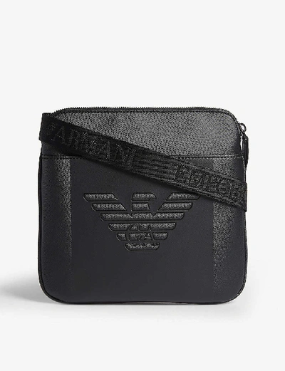 Shop Emporio Armani Embossed Logo Cross-body Bag In Black