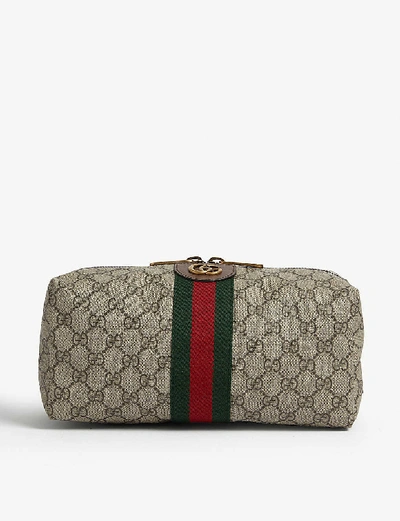 Shop Gucci Ophidia Toiletry Bag In Beige