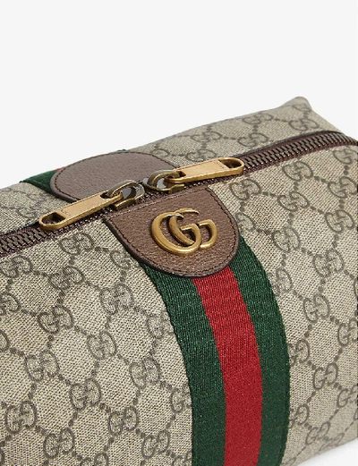 Shop Gucci Ophidia Toiletry Bag In Beige