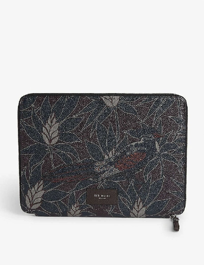 Shop Ted Baker Maldeev Floral-printed Leather Tech Case