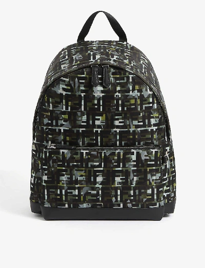 Shop Fendi Camouflage Ff Logo Print Backpack