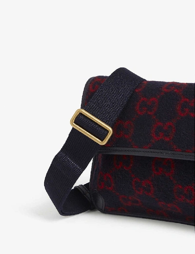 Shop Gucci Gg Wool Belt Bag In Blue Red
