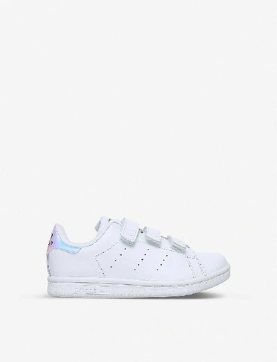 Shop Adidas Originals Stan Smith Leather Trainers 6-8 Years In White/oth