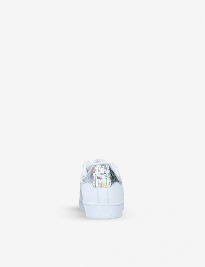 Shop Adidas Originals Superstar Iridescent-stripe Leather Trainers 1-5 Years In White/comb