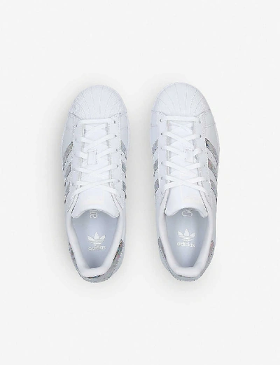 Shop Adidas Originals Superstar Iridescent-stripe Leather Trainers 1-5 Years In White/comb