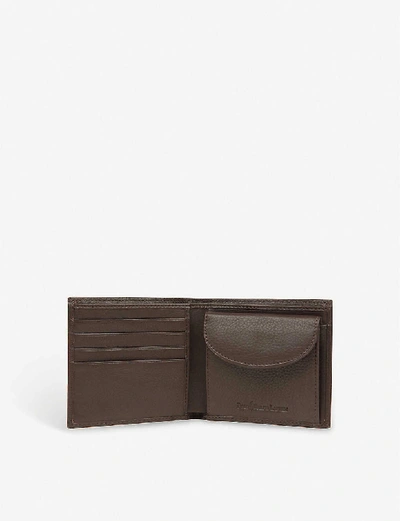 Shop Polo Ralph Lauren Brown Pebbled Coin-pocket Leather Wallet In Nero