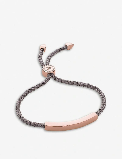 Shop Monica Vinader Men's Grey Linear 18ct Rose Gold-plated Woven Friendship Bracelet