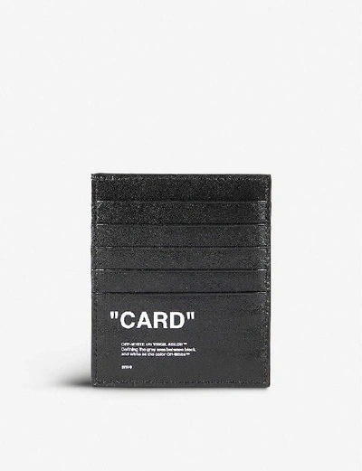 Shop Off-white Quote Leather Card Holder In Black White