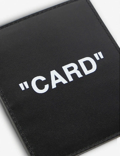 Shop Off-white Quote Leather Card Holder In Black White