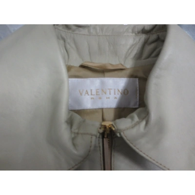 Pre-owned Valentino Leather Biker Jacket In Beige