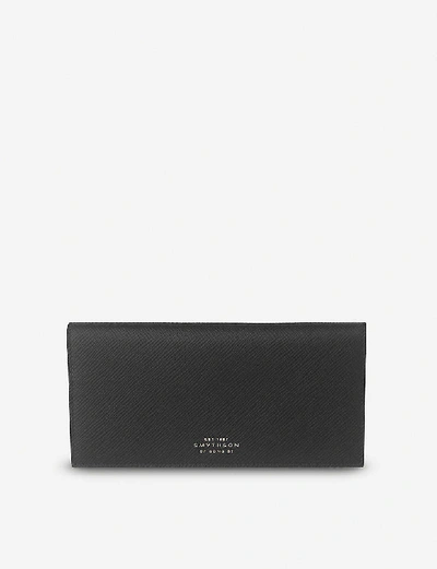 Shop Smythson Panama Leather Coat Wallet In Black