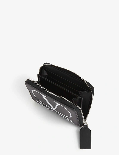 Shop Valentino Dreamers Logo-printed Leather Neck Wallet In Nero Bianco
