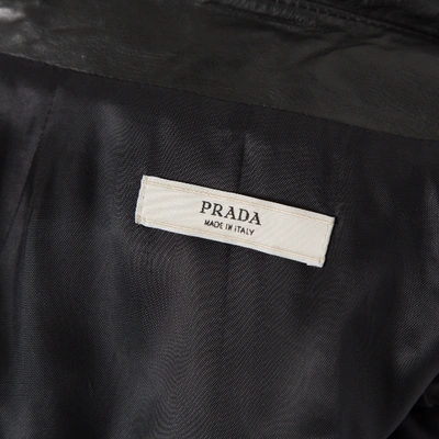 Pre-owned Prada Leather Trench Coat In Black