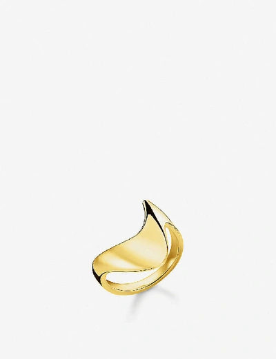 Shop Thomas Sabo Mens Yellow Gold Heritage 18ct Yellow-gold Plated Sterling Silver Wave Ring K