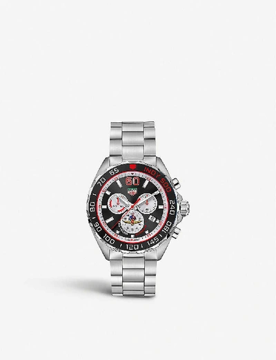 Shop Tag Heuer Caz101v. Ba0842 Formula 1 Indy 500 Special Edition Stainless Steel Watch In Black
