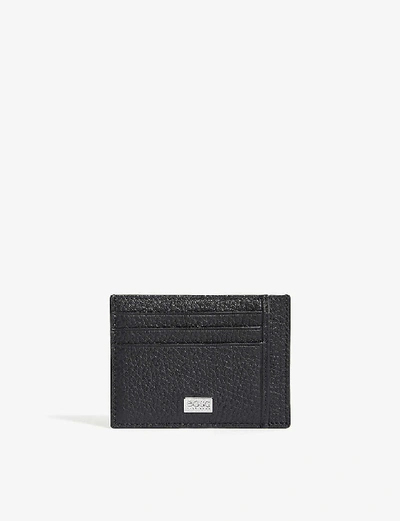 Shop Hugo Boss Crosstown Grained Leather Card Holder In Black