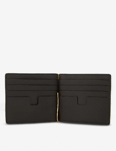 Shop Tom Ford Textured Leather Money Clip Wallet In Dark Chocolate