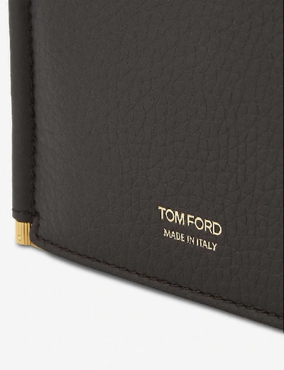 Shop Tom Ford Textured Leather Money Clip Wallet In Dark Chocolate