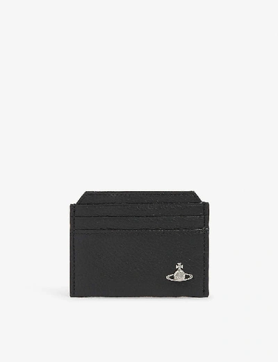 Vivienne Westwood Mens Black Milano Grained Leather Card Holder In Black