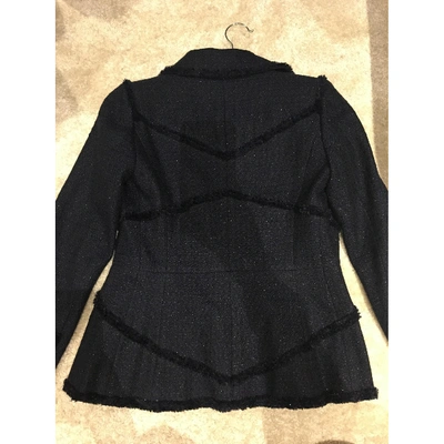 Pre-owned Chanel Tweed Short Vest In Navy