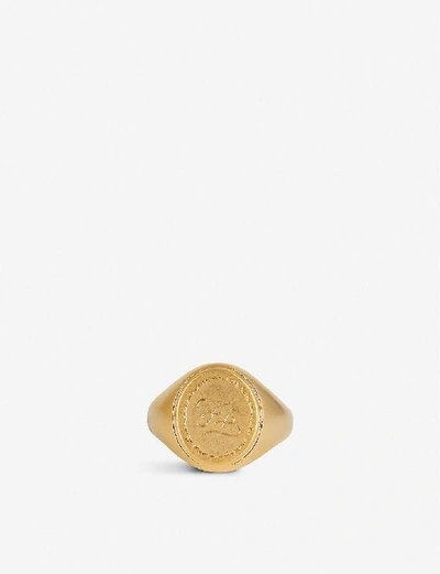 Shop Fendi Karligraphy Signet Ring In Gold