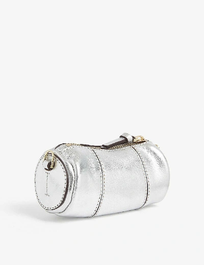 Shop Manu Atelier Cylinder Micro Leather Shoulder Bag In Silver