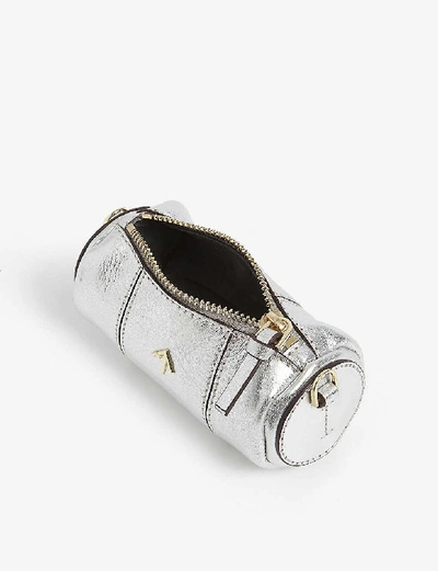 Shop Manu Atelier Cylinder Micro Leather Shoulder Bag In Silver