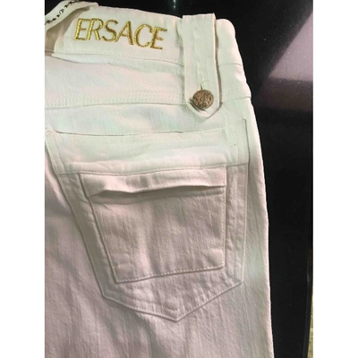 Pre-owned Versace Straight Jeans In Beige