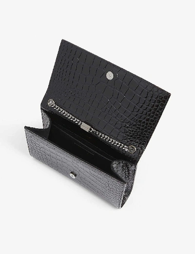 Shop Saint Laurent Kate Medium Croc-embossed Leather Shoulder Bag