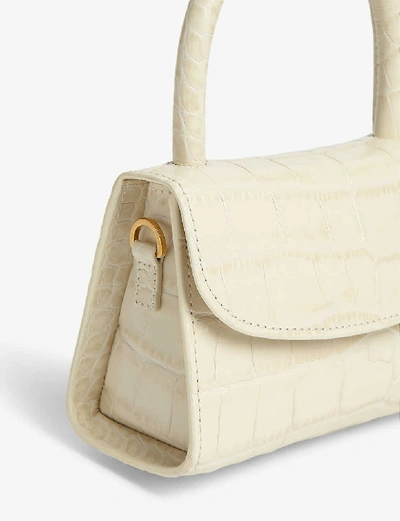 Shop By Far Croc-embossed Leather Mini Tote In Cream