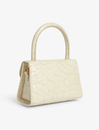 Shop By Far Croc-embossed Leather Mini Tote In Cream