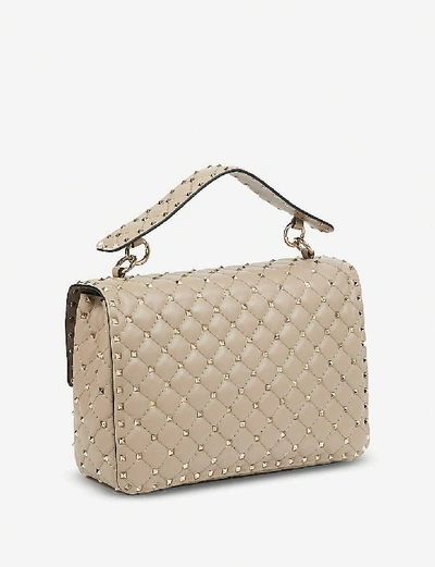 Shop Valentino Rockstud Spike Quilted Leather Large Shoulder Bag In Poudre